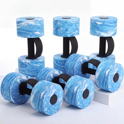 Lewtemi 6 Pcs Water Weights Pool Exercise Set, Aqua Exercise Dumbbells with Handle Strips, High-density Eva-foam Dumbbells for Water Aerobics, Pool Fitness - size: 10.2 x 5.5 x 3 in