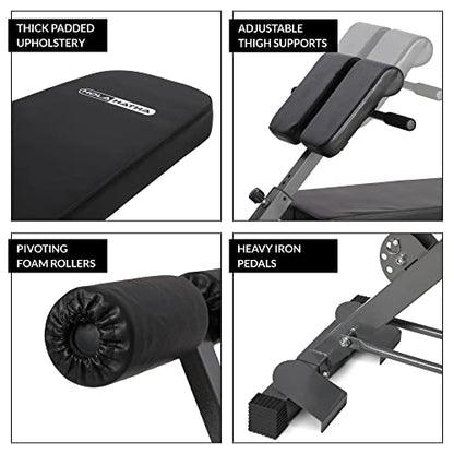 Adjustable Flat & Decline Bench, Weight Lifting and Training Equipment for Full Body Workout - Padded Seat and Dumbbell Storage