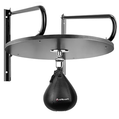 Heavy Duty Adjustable Speed Bag Platform Kit 24" + Speed Punching Ball (10"x7") Adjustable Height Wall Mount Professional Fitness Ball Boxing Reaction Training Kit