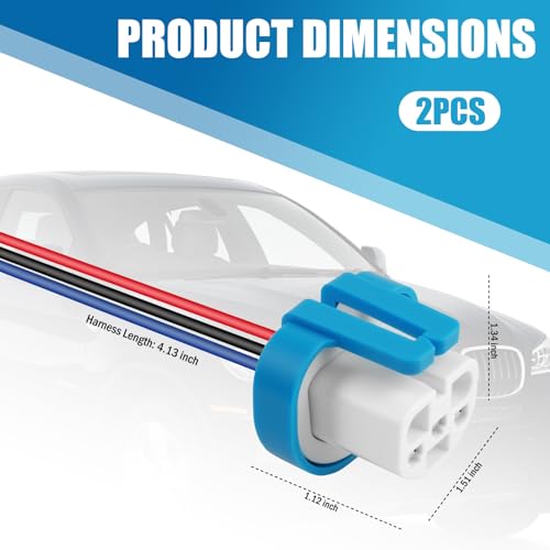 2PCS Headlight Wiring Harness,3-Pin Headlight Connector Plug for 9007/9004/HB1/HB5,High Tempreture Resistant Headlights Socket Headlights Harness Replacement Car Accessories