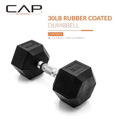 CAP Barbell Coated Hex Dumbbell Weight - Single | 10-120 lbs | Multiple Options