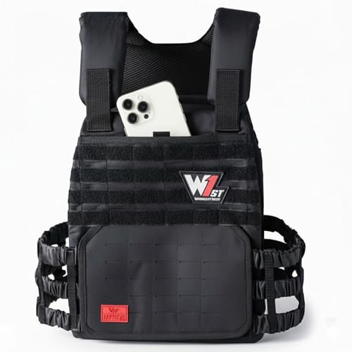 Weighted Vest – Adjustable 14–60 lb Capacity for Men and Women, Weight Vest for Training, Strength & Functional Fitness, Durable Workout Vest, Plates Sold Separately - color: Black