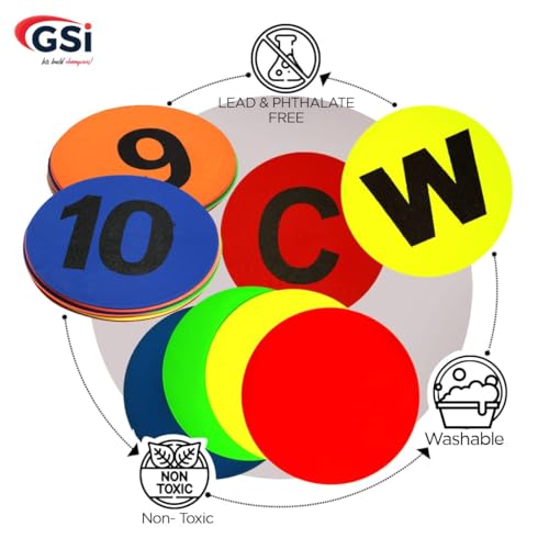 GSi Spot Markers – Non-Slip Non-Toxic Poly Spots – Floor Markers for PE, Sports & Classroom Activities