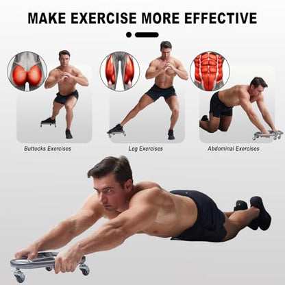 Ab Roller Wheel for Core Workout – Extra-Wide Ab Exercise Equipment for Abs, Arms & Back – Stable & Quiet Fitness Roller for Home Gym Strength Training – Includes Knee Pad – For Men & Women