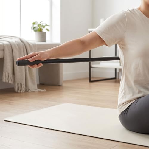 Adjustable Yoga Stick Steel Core Foam Covered Stretching Bar for Pilates Flexibility Training, 30/45/60 Inch Mobility Exercise Stick with Workout Guide
