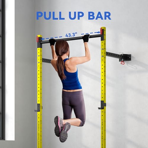 Soozier Adjustable Weight Bench with Dumbbell Rack Wooden Gym - color: Yellow