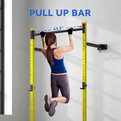 Soozier Adjustable Weight Bench with Dumbbell Rack Wooden Gym - color: Yellow