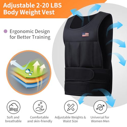 Adjustable Weighted Vest for Men Women,2-30 Lbs Adjustable Weighted Vest with Straps Womens Running Weight Vest for Walking Strength Training Fitness - size: Adjustable 2-20 Lbs