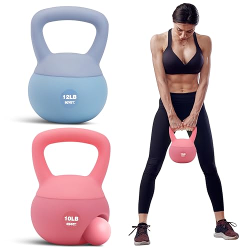 XPRT Fitness Professional Soft Kettlebell | Sand Filled Protective Shell | 10/12 LBS Home Gym Equipment | Anti-Slip Wide Grip | Floor-Safe Design