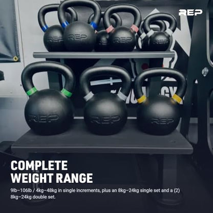 REP Fitness Kettlebell Set and Singles, 4kg to 24kg, 9lb to 53lb Weight Range, Cast Iron, Strength Exercise Training, Home Gym, Power Workout Equipment, Free Weights, Dumbbell Alternative - style: 12 kg