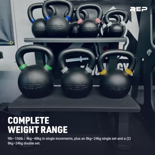 REP Fitness Kettlebell Set and Singles, 4kg to 24kg, 9lb to 53lb Weight Range, Cast Iron, Strength Exercise Training, Home Gym, Power Workout Equipment, Free Weights, Dumbbell Alternative - style: 4 kg