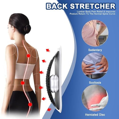 Adjustable Back Stretcher for Lower Back Pain Relief, Lumbar Support & Spinal Decompression Device for Lower Back Pain Relief, Posture Corrector, Scoliosis, Spinal Decompression Support Device (White)