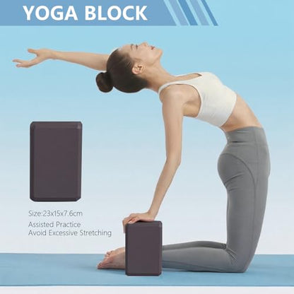 10 Pcs Pilates Equipment Present Pilates Ring Set with Yoga Ring Ball Stretching Strap Risistance Bands Block Gym Bag - color: Black