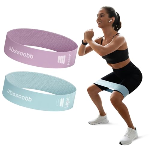 Silicone Resistance Loop Bands – Latex-Free No-Slip Glute Booty Bands – 2-Pack, Physical Therapy, Post-Op, Yoga Pilates Workout & Stretching
