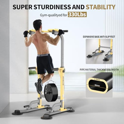 Z ZHICHI Pull-Up Dip Station Pull-Up Chin-Up Weight Capacity 350LBS - color: yellow