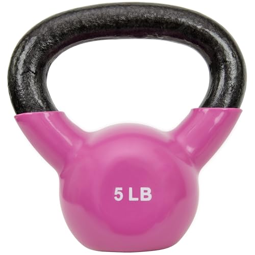Sunny Health & Fitness Vinyl Coated Kettlebell for Strength Weight Training & Swinging Exercise - In 5, 10, 15, 20, 25 Pound - style: 5 Pound