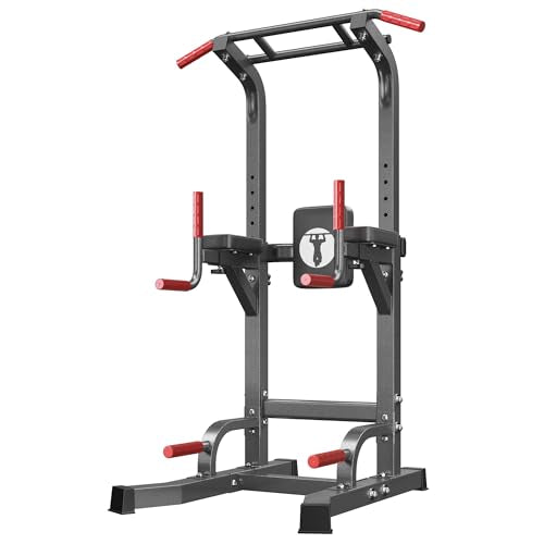 SogesHome Multifuntional Power Tower Pull Up Bar Dip Station for Home Gym - color: Black