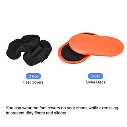 Generic Exercise Core Sliders, Oval Glider Discs with Feet Covers, Dual Sided Usage in Home Gym for Full Body Workout, Orange
