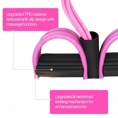 Pedal Resistance Band with Handle, 6 Tube Multifunction Foot Pedal Resistance Band, Arm & Waist Training Tummy Trimmer Ab Workout Equipment for Home Gym Men Women - color: Pink