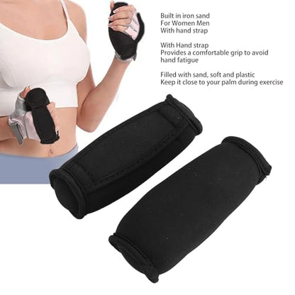 1LB Pair Soft Dumbbells with Hand Strap, Sand Filled Neoprene Hand Weights for Women and Men Walking, Jogging, Cardio, Aerobics and Home Workout