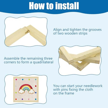 16 Sets Stretcher Bars for Needlework with 100 Tacks, 4 Sizes 16Pcs Wooden Canvas Splicing Stretcher Bars Needlepoint Embroidery Stitch Frame Set for Crafts Art Supplies for Women's Birthday Gift