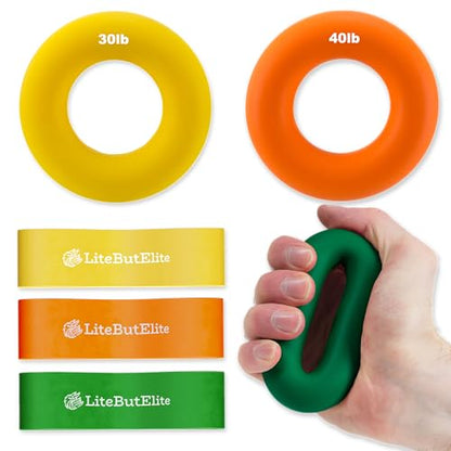 Silicone Ring Grip Strength Trainer Kit - Effective Forearm Strengthener for Hand and Finger Exercise, Ideal Exercisers for Gripper Strength and Flexibility