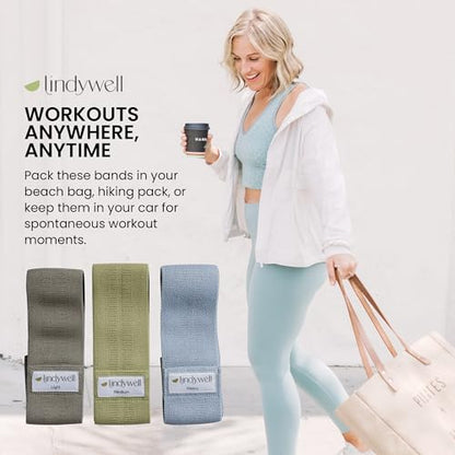 Lindywell Ultimate Exercise Bands for Men & Women, Toned Glutes, Strength - style: Fabric Band Set