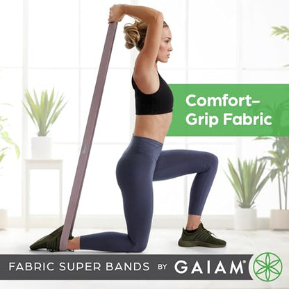 Gaiam Fabric Resistance Bands (3-Pack), Rubber & Polyester Loop Exercise Bands for Squats, Pull-Ups, Physical Therapy & Strength Training, for Yoga, Pilates, Gym or Home Workout