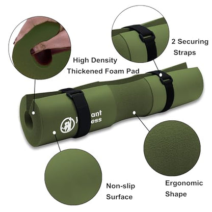 J Bryant Barbell Pad Set with 2 Ankle Straps for Cable Machines Hip Resistance Band Weight Lifting Straps Thick Cushion Hip-Thrusts Pad with Carry Bag for Squats Bench Press Workout - color: army green set