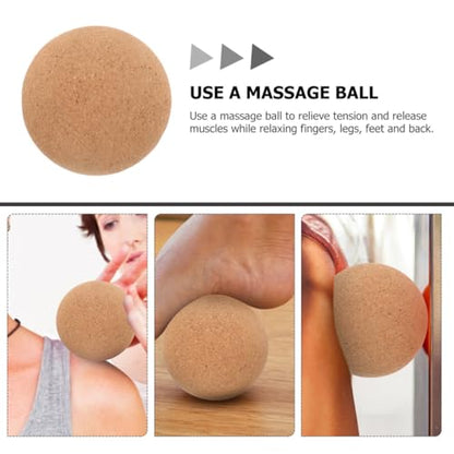 Cork Massage Ball 10cm Muscle Massager for Myofascial Release and Yoga Therapy, Sore Muscle Relief Fitness Roller Ball for Deep Tissue Massage and Body Relaxation