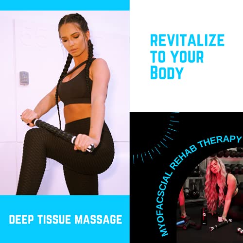 NuRich Muscle Roller Stick – 9-Roller Deep Tissue Massage Stick for Athletes – Trigger Point & Myofascial Release Tool for Legs, Calves & Back – 17.5 in Physical Therapy & Recovery Roller