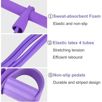 Resistance Bands with Pedal Tube & Ankle Straps, Multifunctional Elastic Rope for Full Body Stretching and Strength Training, Home Gym Equipment for Abdomen, Waist, Arm, Leg Workout
