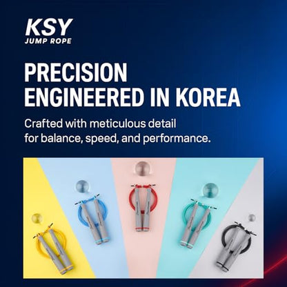 Jump Rope for Men and Women (Grand Prix Ultra Speed Series) – Adjustable Wire Rope for CrossFit, Boxing, and Fitness Training – Smooth, Fast, Tangle-Free Rotation (Made in Korea) - color: Gray/Mint