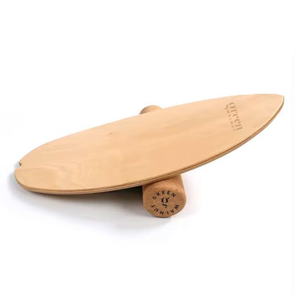 Greenwalnut Wooden Balance Board, Surf Balance Board Trainer with Roller, Wooden Exercise Balancing Stability Trainer - Non Slip Surface, Natural