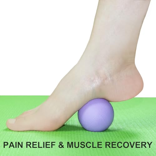Hard Lacrosse Ball Massage Ball Therapy. Firm Trigger Point Massager Tool for Deep Tissue Yoga Physiotherapy Myofascial Release Muscle Relax Plantar Fasciitis Pain Relief (2 Pack) (Purple)