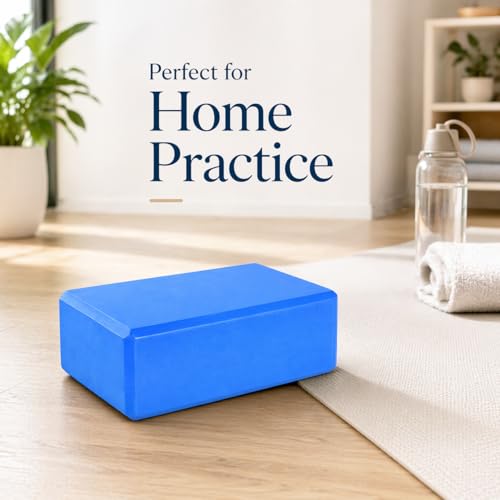 High Density EVA Foam Yoga Block Support and Stability for Stretching, Workout, Pilates at Home and Gym - color: Blue