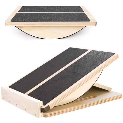 MUCITAGF 2-in-1 Professional Wooden Balance Board & Slant Board, 3 Angles