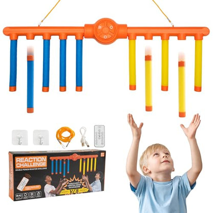 ATG Reflex Drop Sticks Challenge Game - Hand Eye Coordination& Reaction TimeTraining Toys - 3 Adjustable Speed Modes,Remote Control, Solo/Dual Play - Fun Catch Falling Sticks Game for Kids & Adults