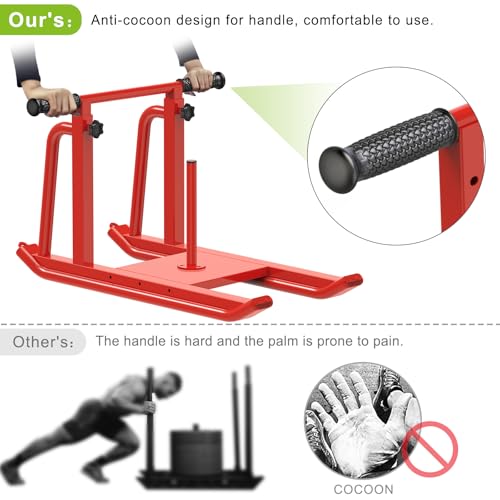 Kipika Weight Sleds for Training, Push-Pull Football Sled, Adjustable Height Handle, Heavy Duty Steel Frame Drills Sled Prowler for Running Speed, Strength, Designed for 1" & 2" Weight Plates
