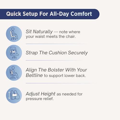 Lumbar Support Pillow for Office Chair - Lower Back Pain Relief Cushion with Adjustable SpineAlign™ Bolster, Memory Foam Pillow for Car, Couch, Gaming Seats - Dual Straps, Dark Grey