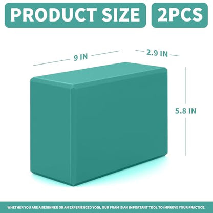 Yoga Blocks 2 Pcs, 9"x6"x3" Yoga Brick Foam Blocks EVA Foam Block Yoga Props Accessories for Yoga Pilates Stretching and Meditation