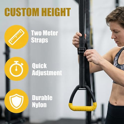Gymnastic Rings, Gymnastic Rings Equipment, Pull-up Gymnastic Rings, Home Gymnastic Rings no-Punch bar Lanyard for Training Workouts