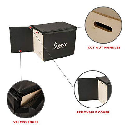 Sunny Health & Fitness Foam Plyo Box with Adjustable Heights and High Weight Capacity - style: 30" Max - Wood