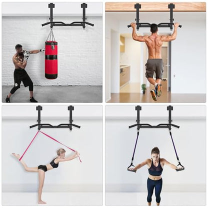 SELEWARE Heavy Duty Welded Pull Up Bar Wall/Joist/Ceiling Mount Chin Up Bar - color: E1: Black Joist Mount Pull Up Bar
