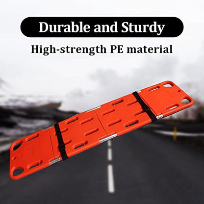 YUEWO Foldable Spine Board Stretcher Backboard for Patient, Transfer Backboard EMT Immobilization Portable Patient Transport Rescue Lightweight PE Plastics Ambulance Stretcher