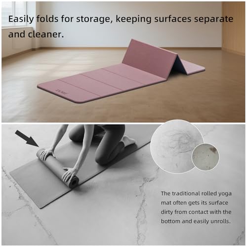 Foldable Yoga Mat 0.32 inches Thick(8mm), SGS Certified POE Material | Non Slip, 71 x 24 inches, Foldable for Travel, Pilates, Camping, Environmental Sports Mat, Odorless