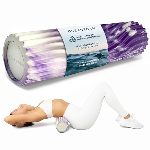 Tidal Roller - Purple Marbled - Muscle Massage Foam Roller for Back Pain & Stretching - Firm and Ergonomic Wide Wave Textured - Yoga, Athletics, & Wellness - Full Size, 20" x 5" - color: Purple Marbled