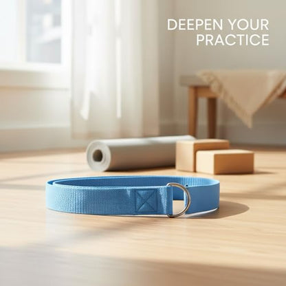 Yoga Stretch Strap, Polyester Exercise Strap for Flexibility Training and Assisted Stretches (1 PC) - color: Blue