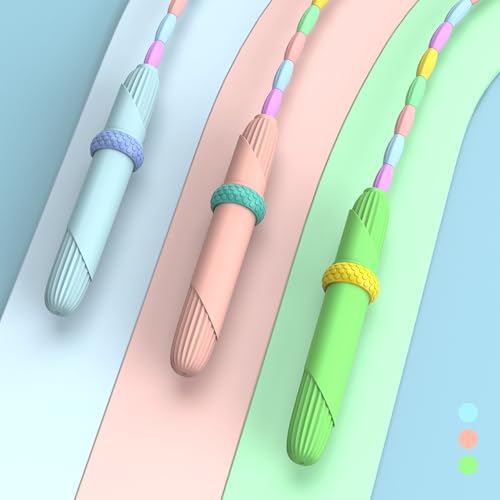 Beaded Jump Rope 1 Pack/2 Pack, ACEONE Segmented Skipping Rope for Kids Adults, Adjustable Tangle-Free Toddler Jumping Rope for Fitness Exercise Training - color: Pink
