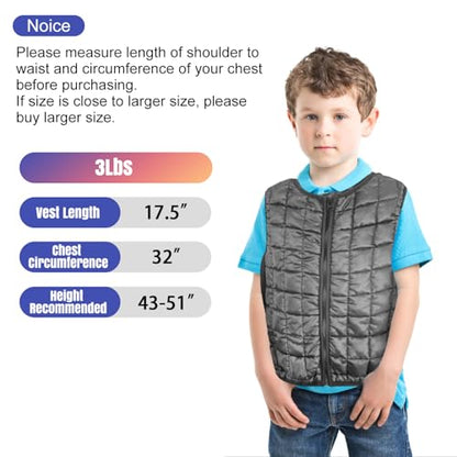 Weighted Vest for Kids, Sensory Support for Children with 2lb Weights, Breathable & Washable for Active Play (Grey) - size: Medium(Ages 5-9)